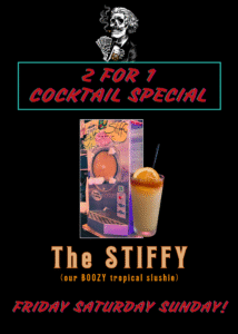 Mark Twain Saloon's Tropical Frozen Slushie with several fruit juices, 3 alcohols, and a rum floater.